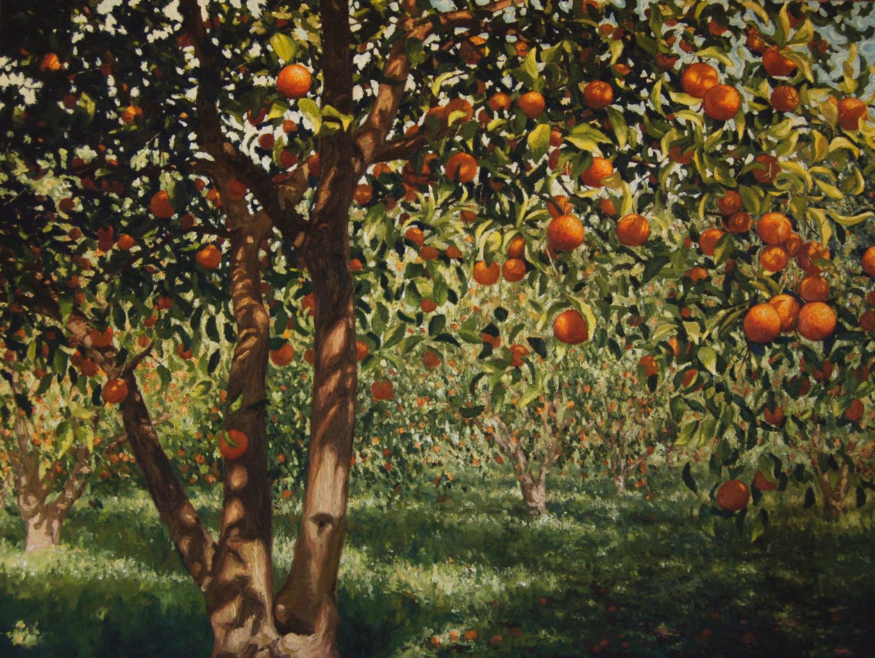 Silêncio sob as laranjas II, 2012, óleo sobre tela de angus hampel
