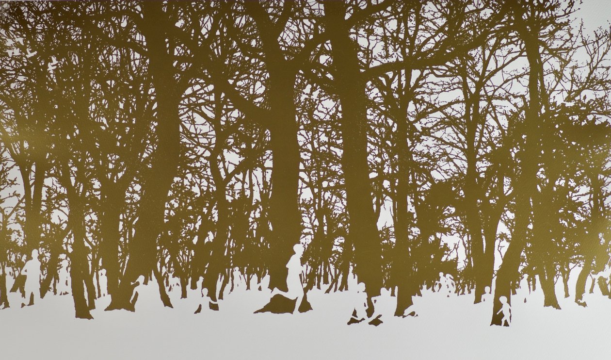 Árvores da vida, 2017, rolo de folhas de estampagem a quente sobre papel de angus hampel