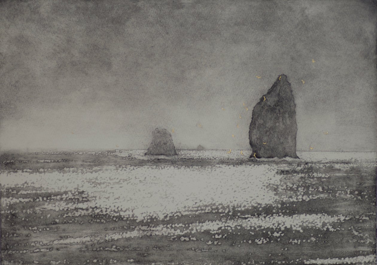Trindade, 2017, aquatint e mão para colorir em papel de angus hampel