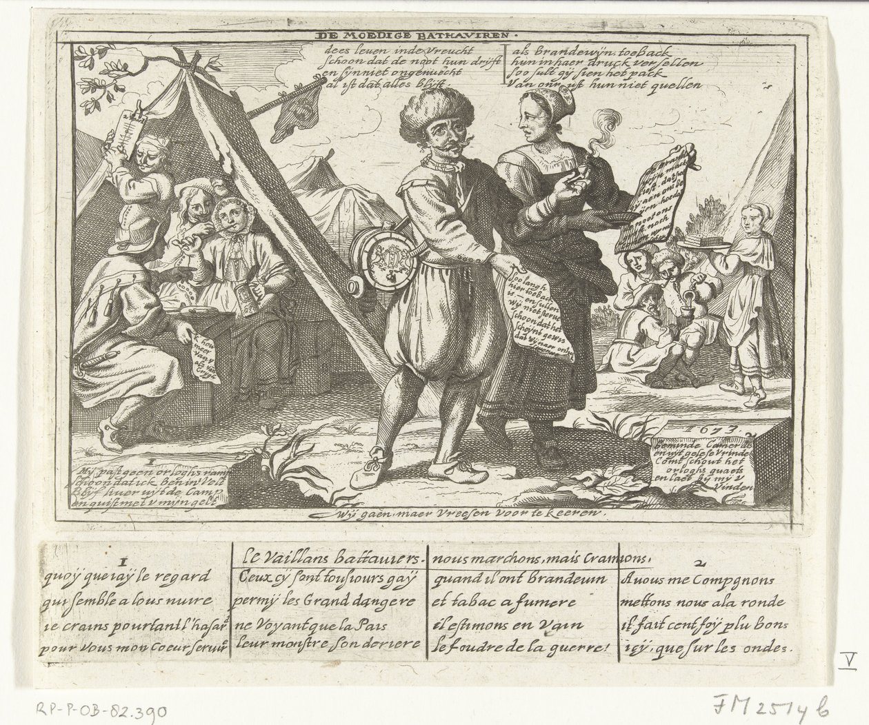 Os Bravos Batavos, 1673 The Brave Bathaviers / Le Vaillans battaviers (título no objeto) Seis desenhos franceses dos holandeses de 1673 (título da série) de anonymous (possibly)