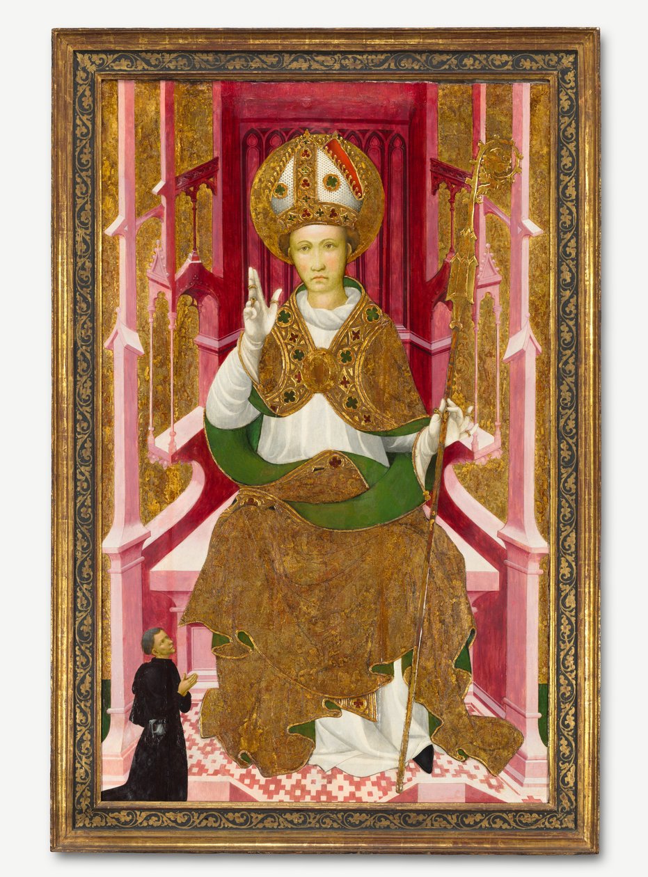 Um bispo santo com um doador (São Luís de Toulouse) de anonymous 