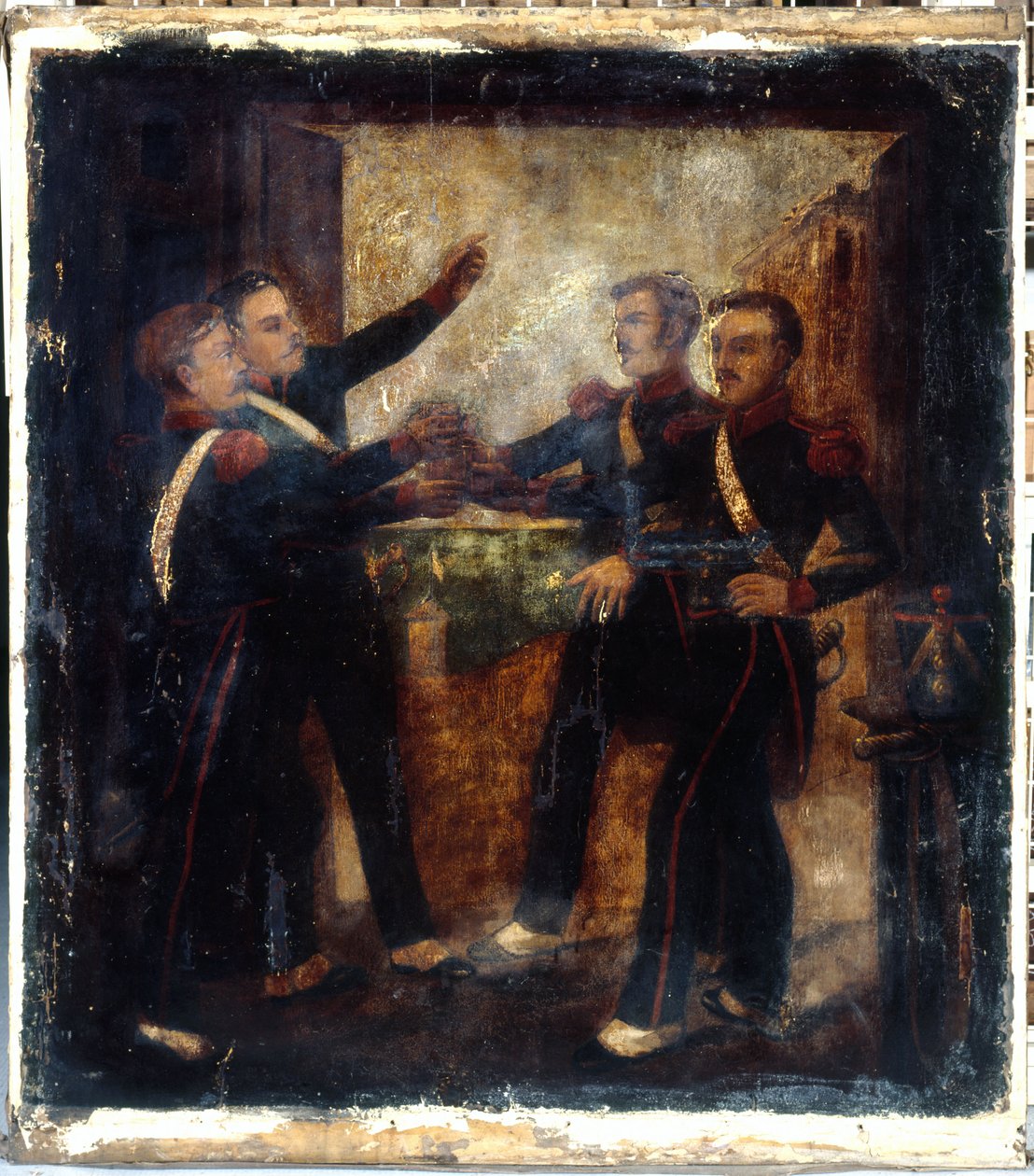 Francês: Aux quatre sergents de La Rochelle. Placa do estalajadeiro. 3, boulevard Beaumarchais, 4º arrondissement, Paris de anonymous 