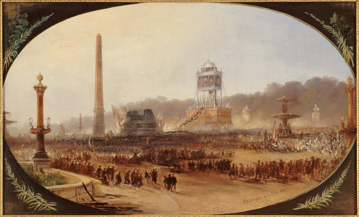 Francês: Cérémonie funèbre sur la place de la Concorde, en l