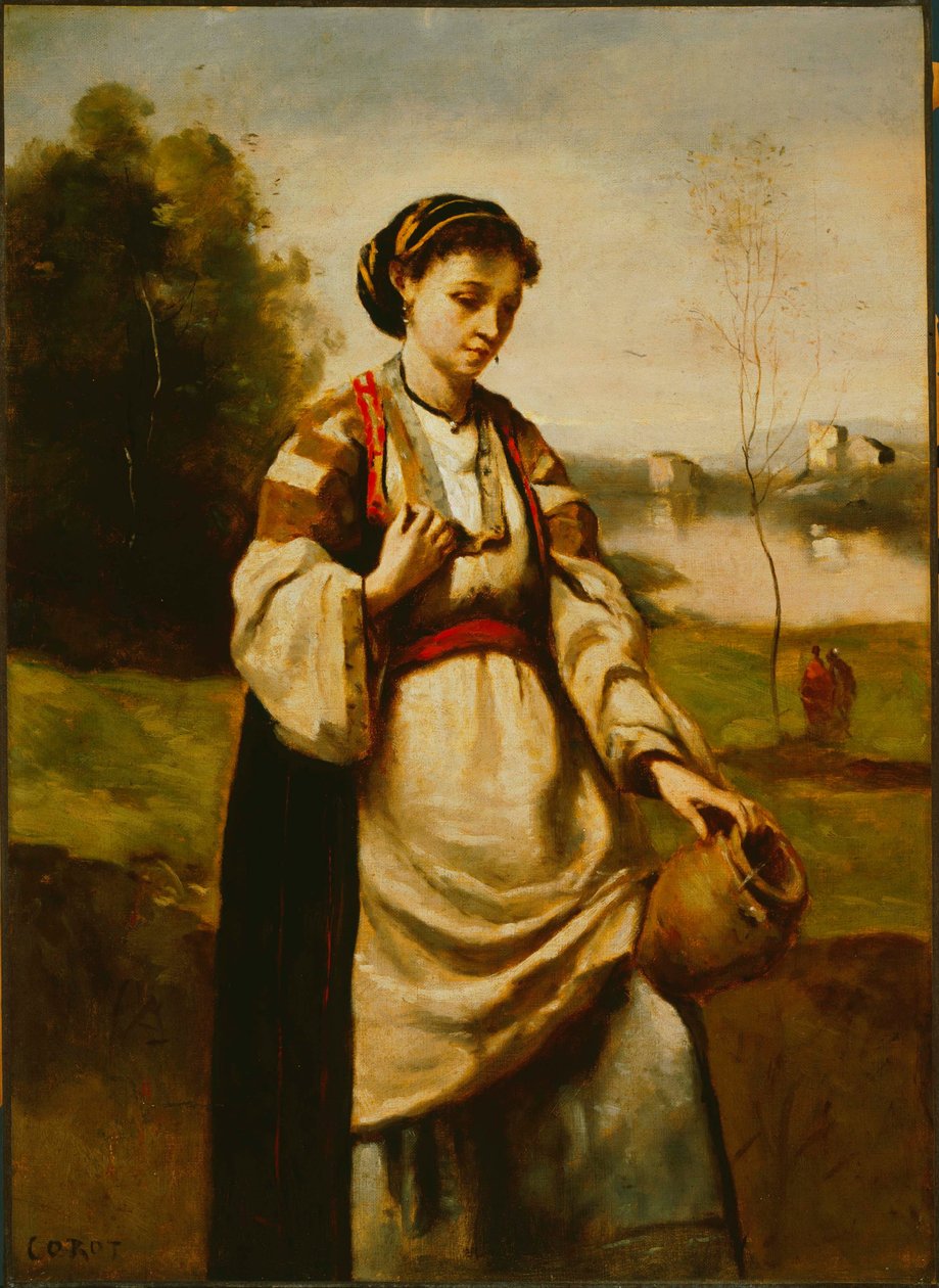 Mulher, com, jarro água de Jean Baptiste Camille Corot