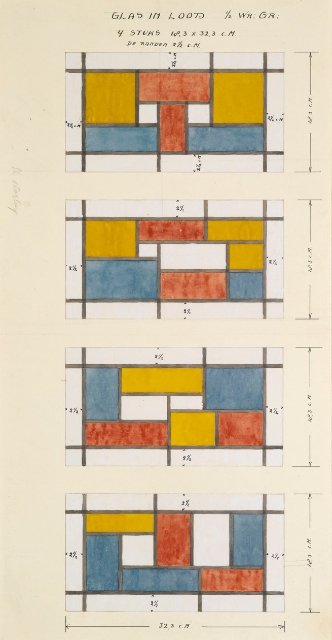 Design para quatro vitrais de Theo van Doesburg