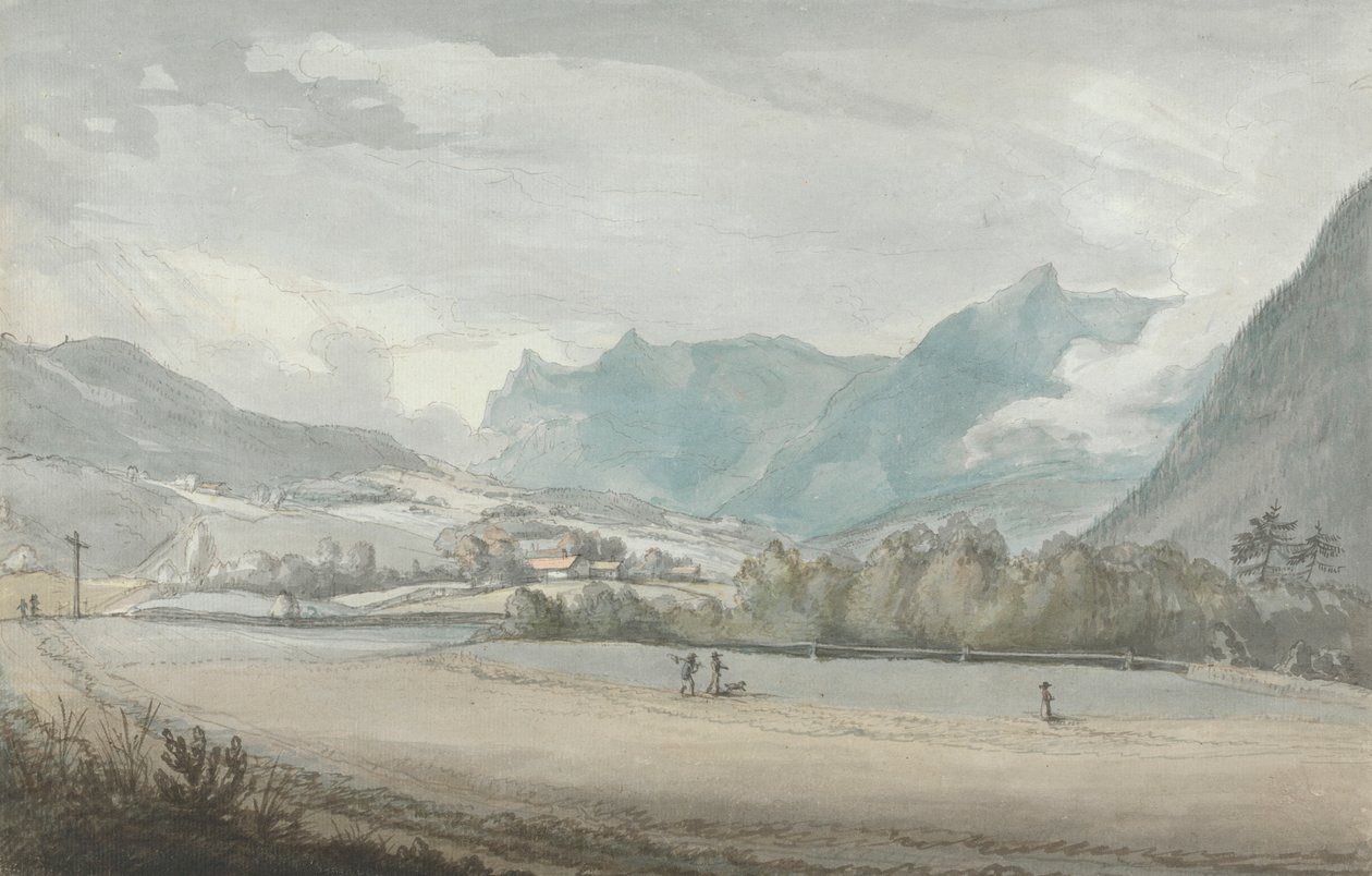 Paisagem montanhosa com figuras de attributed to Benjamin West