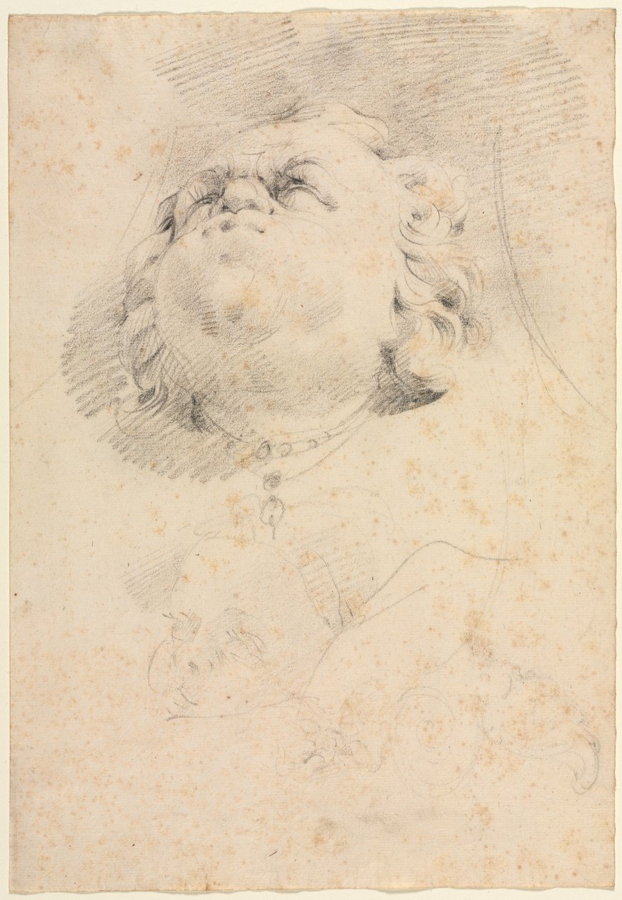 Esboço de uma cabeça após a fonte de Netuno de Giambologna de attributed to Christophe Veyrier