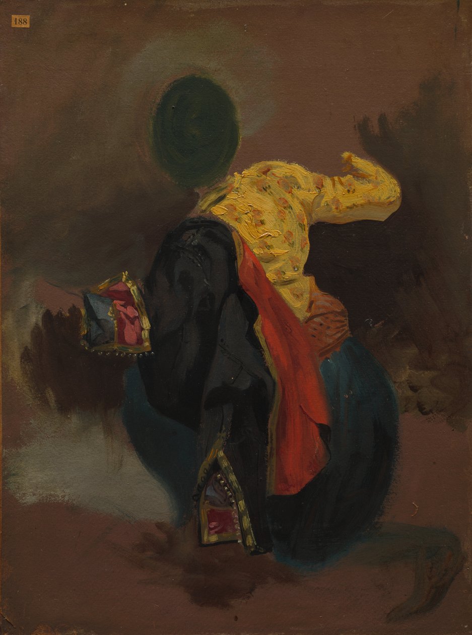 Figura em traje turco de attributed to Eugène Delacroix