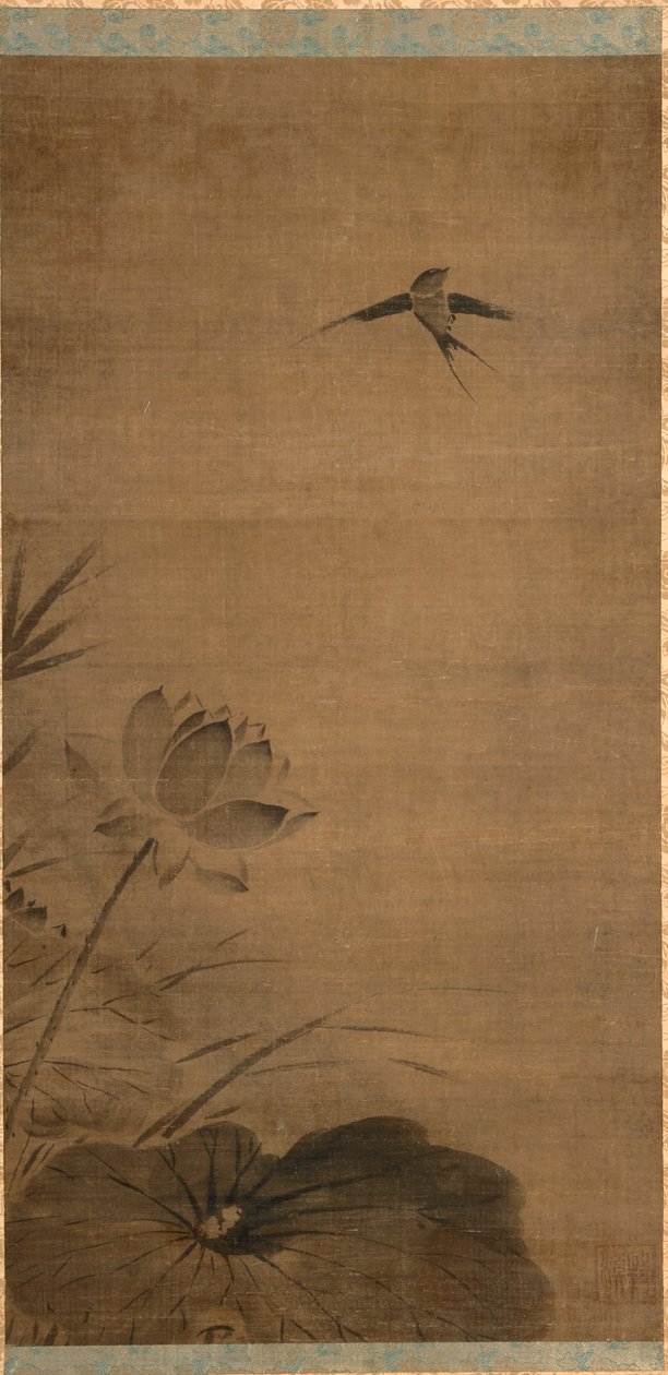 Andorinha e Lótus de attributed to Fachang Muqi