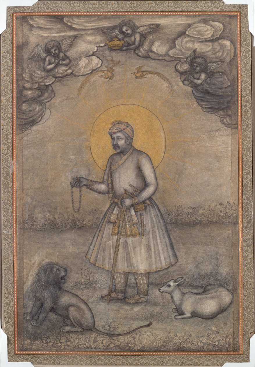 Retrato do Akbar Envelhecido de attributed to Govardhan