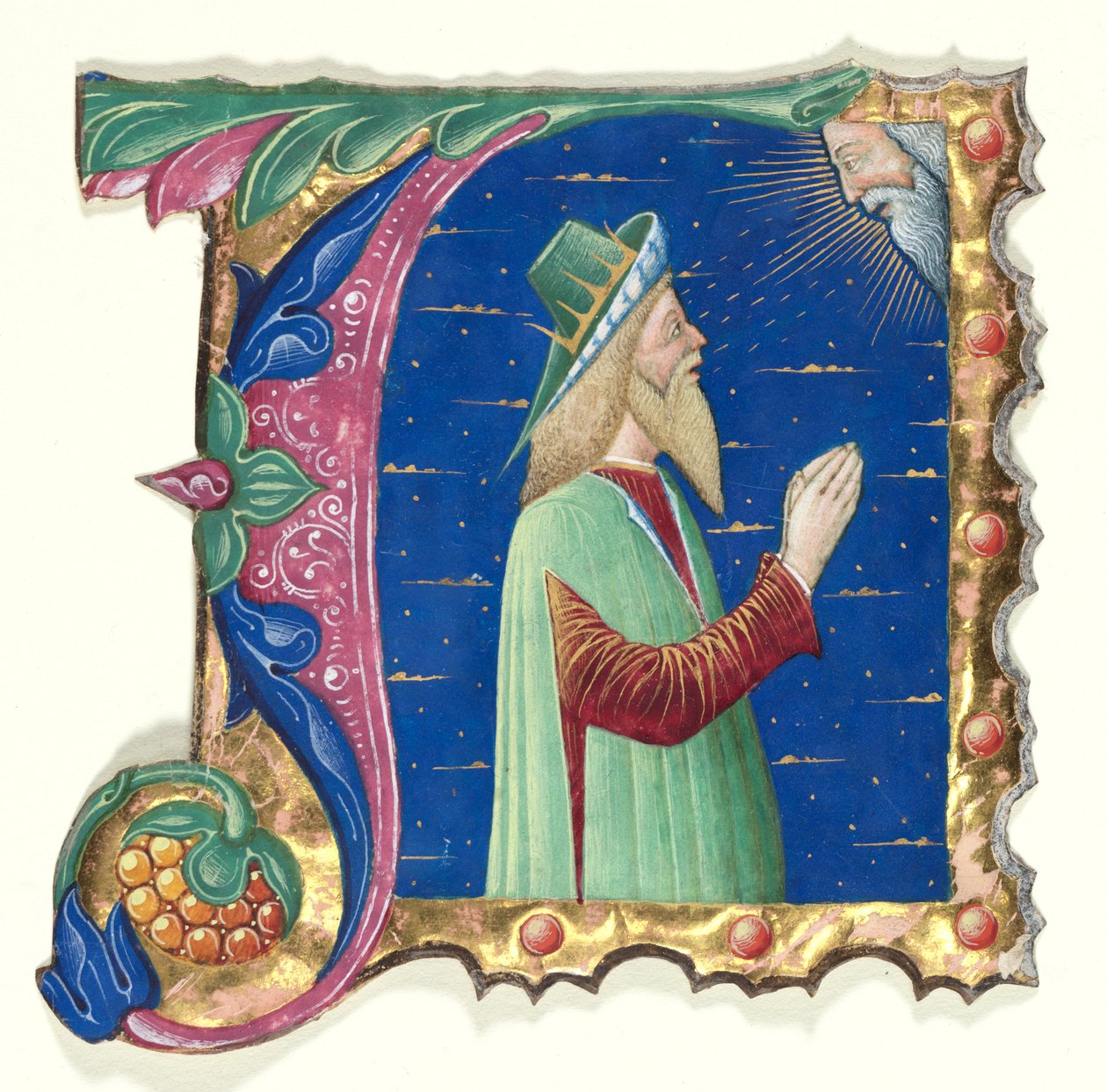 Inicial A de um livro coral com o rei David de attributed to Guglielmo Giraldi del Magri [or