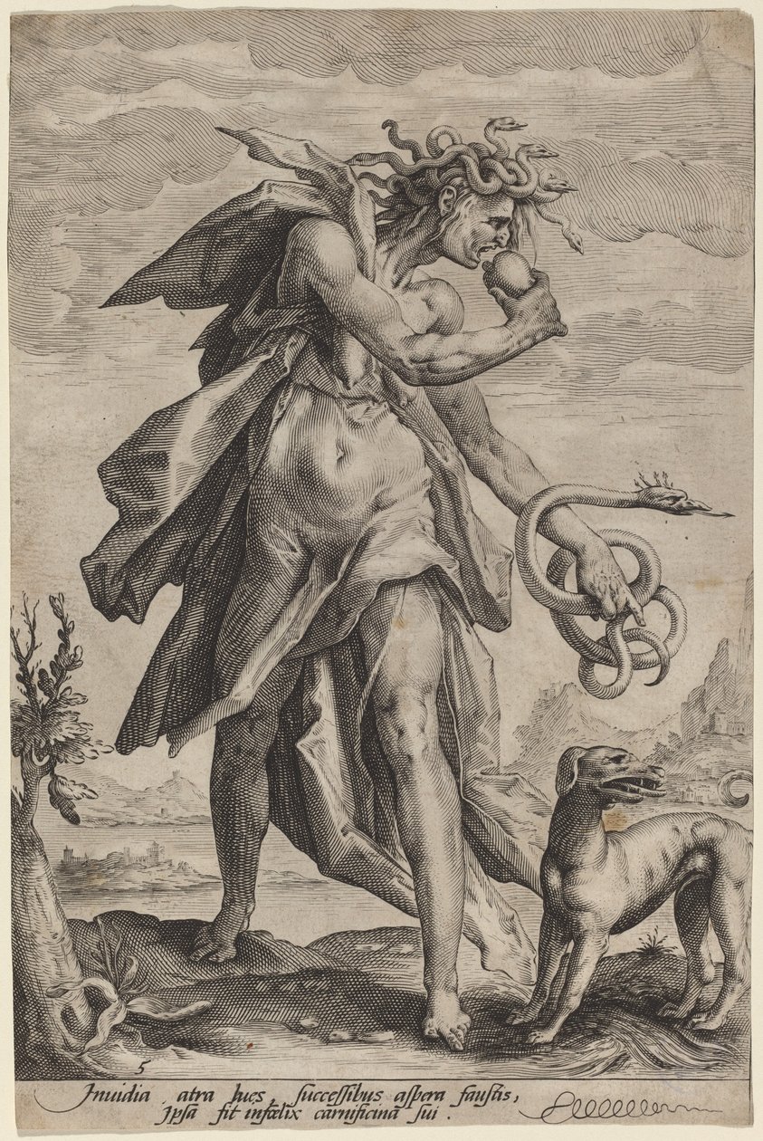 Inveja de attributed to Jacob Matham, after Hendrik Goltzius