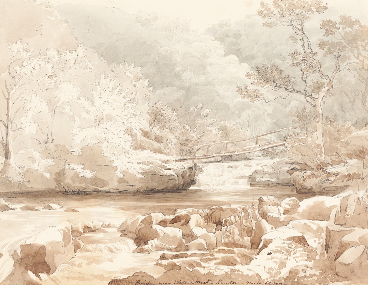 Ponte perto de Waters-Meet, Lynton, North Devon de attributed to James Bulwer