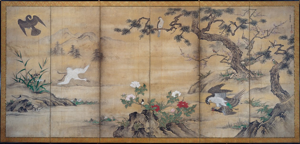 pássaros e flores de attributed to Kano Shōei