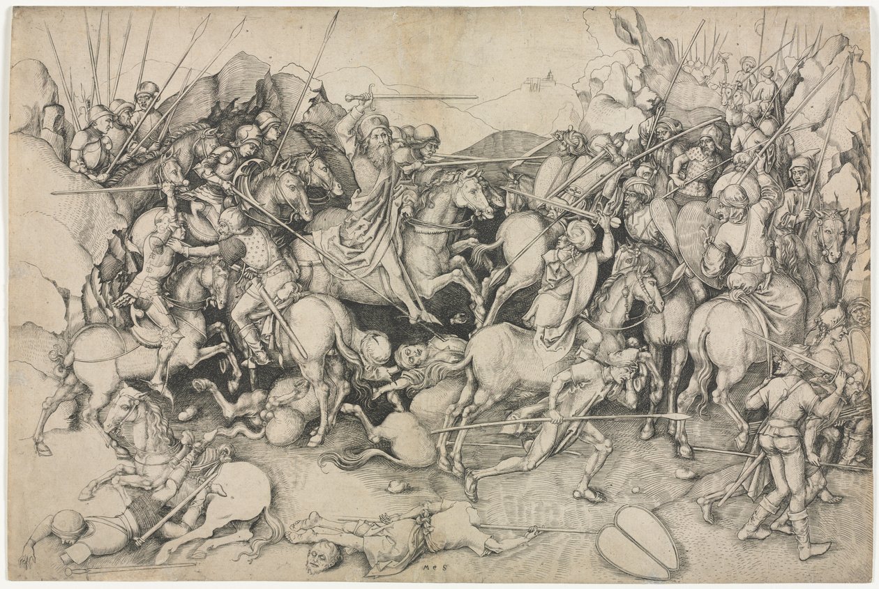 A Batalha de São Tiago Maior em Clavijo de attributed to Martin Schongauer