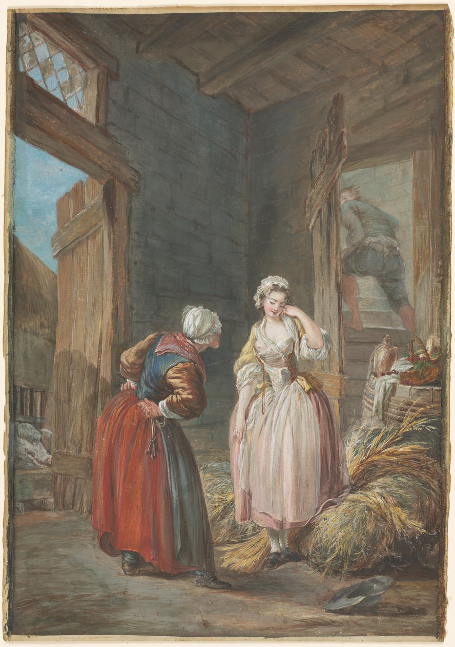 Os amantes surpresos de attributed to Pierre Antoine Baudouin