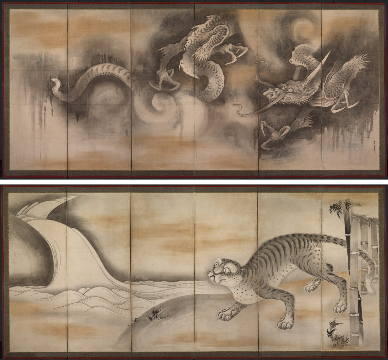 Dragão e Tigre de attributed to Soga Nichokuan