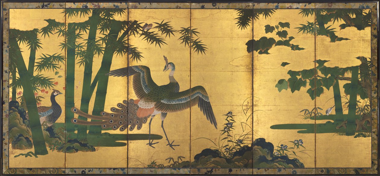 Pavões e bambu de attributed to Tosa Mitsuyoshi
