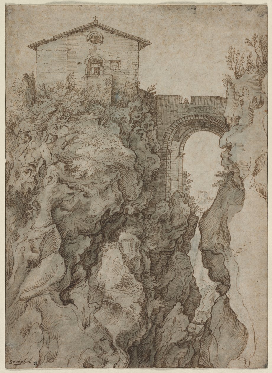 Ponte San Rocco em Tivoli de attributed to Willem van Niewlandt