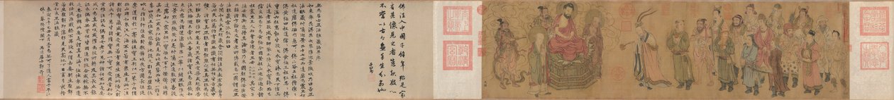 Realeza bárbara adorando o Buda de attributed to Zhao Guangfu