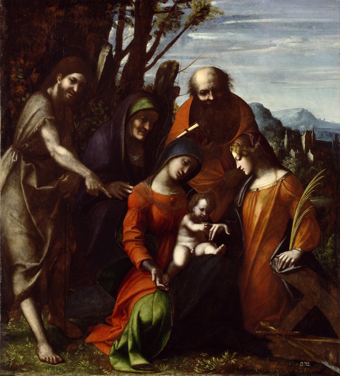 O Casamento Místico de Santa Catarina, 1510-14 (pintura em painel de madeira) de Antonio da Correggio