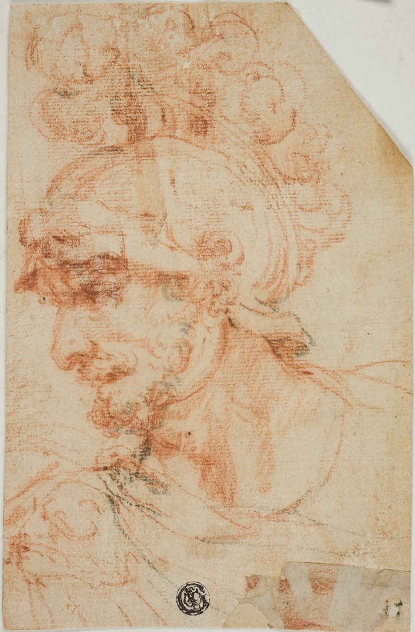 Busto de guerreiro com capacete de perfil de called Cavaliere d