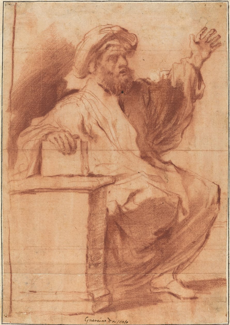 Profeta sentado de called Guercino Follower of Giovanni Francesco Barbieri