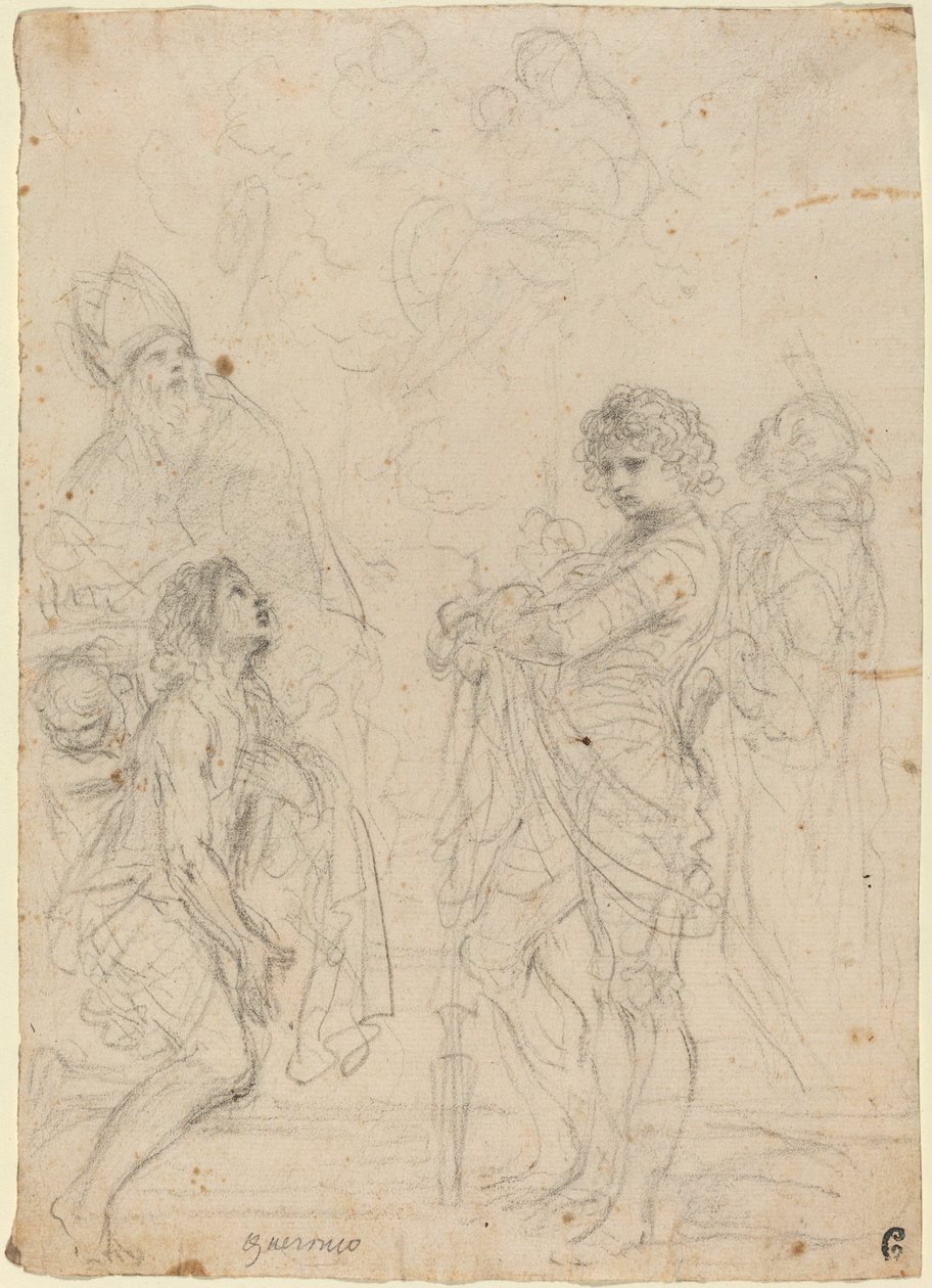 Madonna e Criança com Santos Gimignano, João Batista, Jorge e Pedro Mártir de called Guercino Giovanni Francesco Barbieri