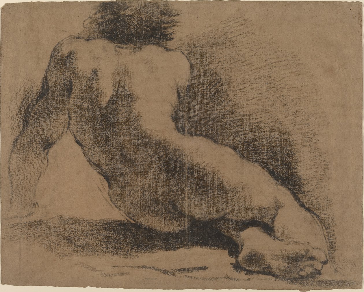 Menino nu sentado visto de costas de called Guercino Giovanni Francesco Barbieri