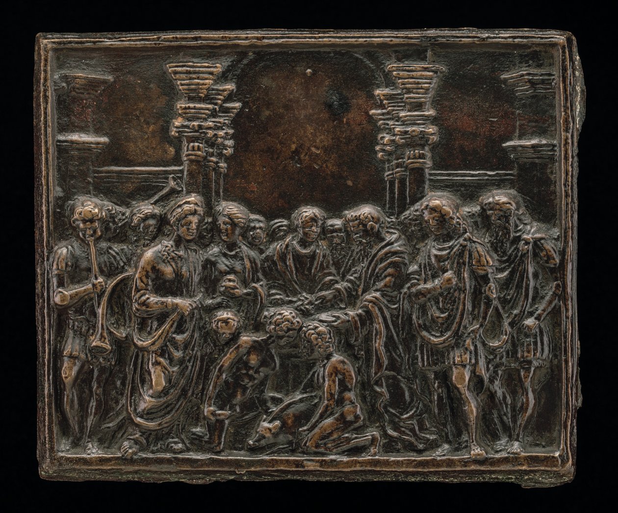 O sacrifício de um porco de called Riccio Andrea Briosco