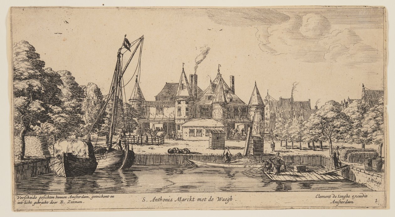 S. Anthonis Marckt met de Waegh, de Vistas de Amesterdão de called Zeeman Reinier Nooms