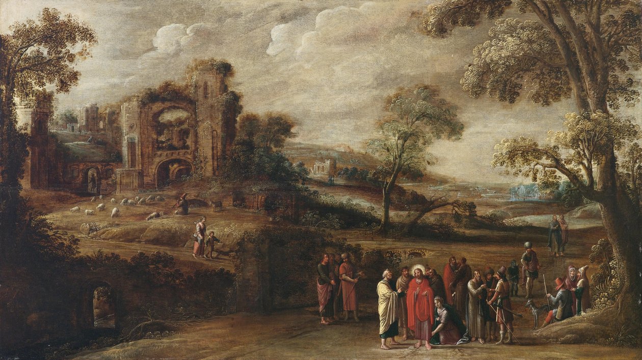 Cristo cura a mulher ensanguentada de circle of Simon Jordaens