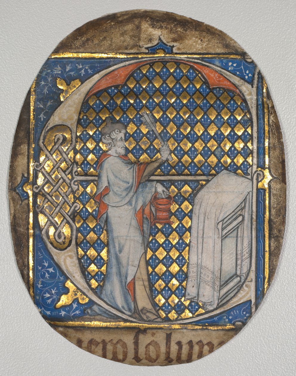 Fragmento de uma Bíblia de Atril: E[t fecit Josias] inicial com Josias Aspergindo o Altar de circle of Master Honoré