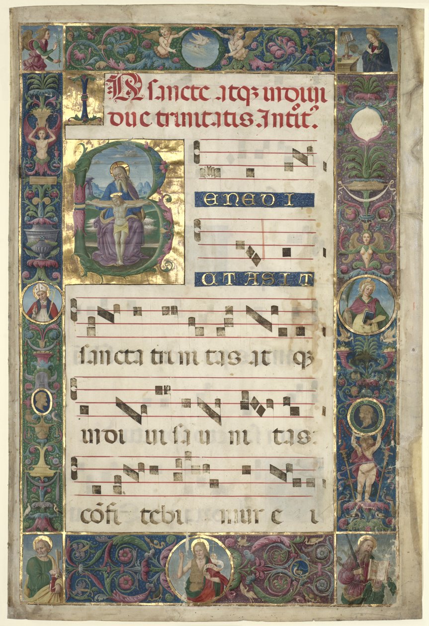 A Trindade: Folha de um Gradual com inicial B de circle of Perugino