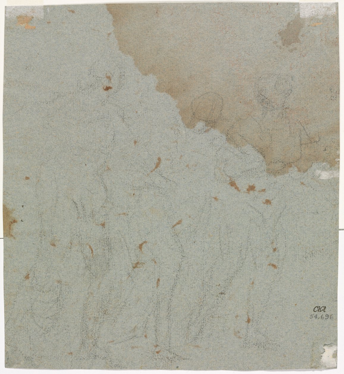 Esboço para Ló e Suas Filhas (verso) de circle of Pietro da Cortona