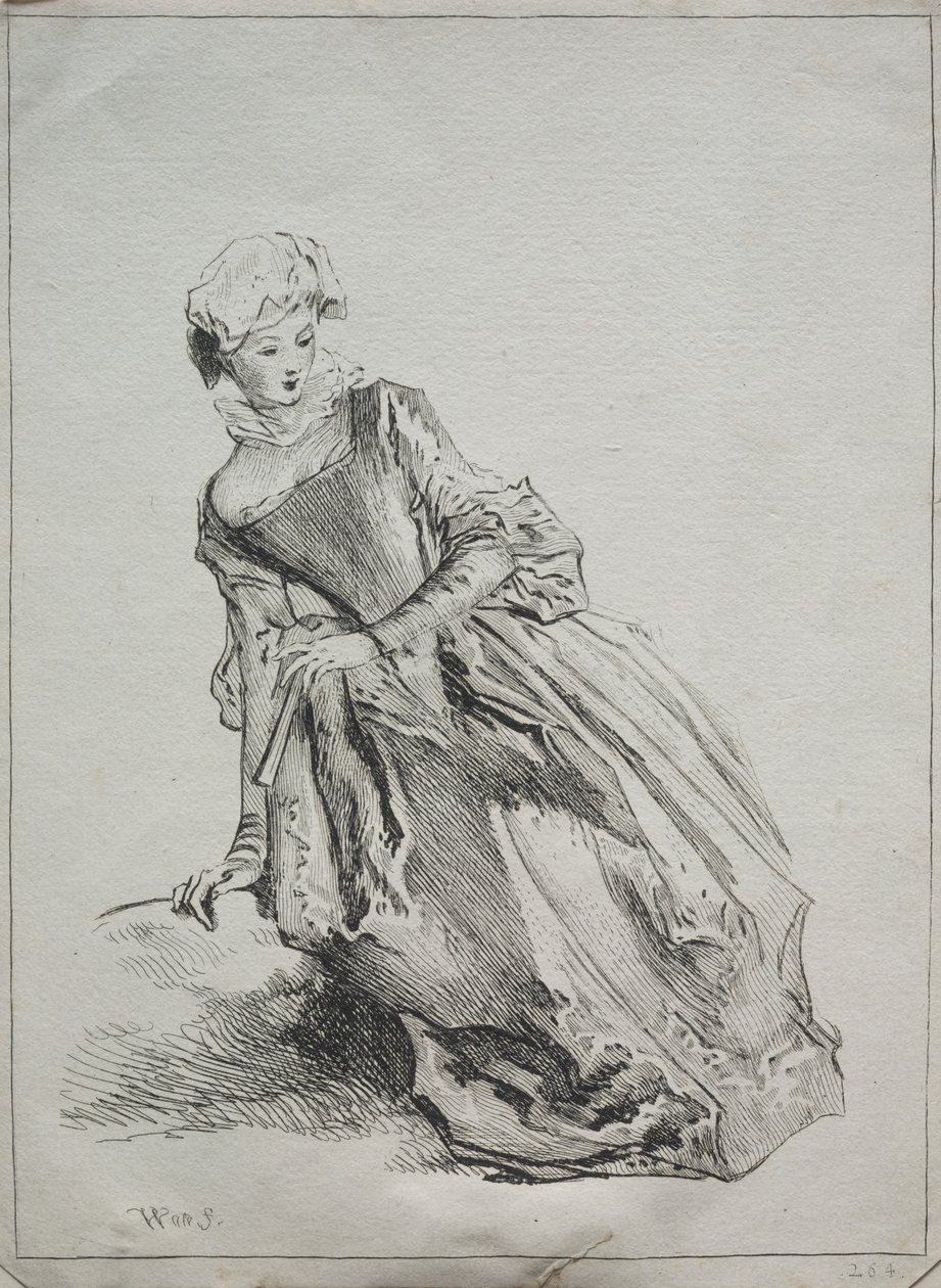 Mulher sentada de copy after Jean Antoine Watteau