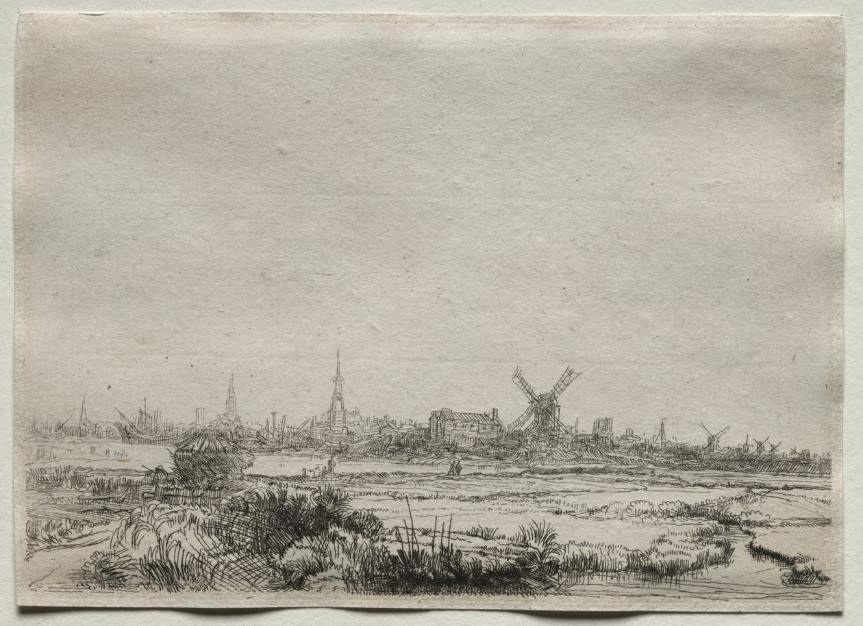 Cópia de Vista de Amsterdã do Noroeste de copy after Rembrandt van Rijn