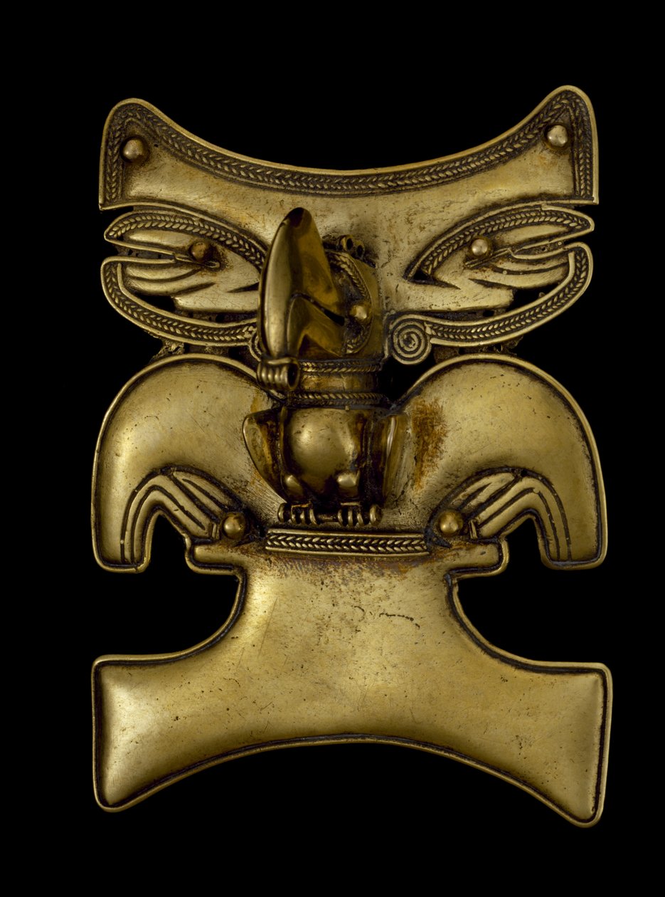 Pingente de um Xamã Transformado em Tucano, 500-1550 DC (ouro) de culture Tairona