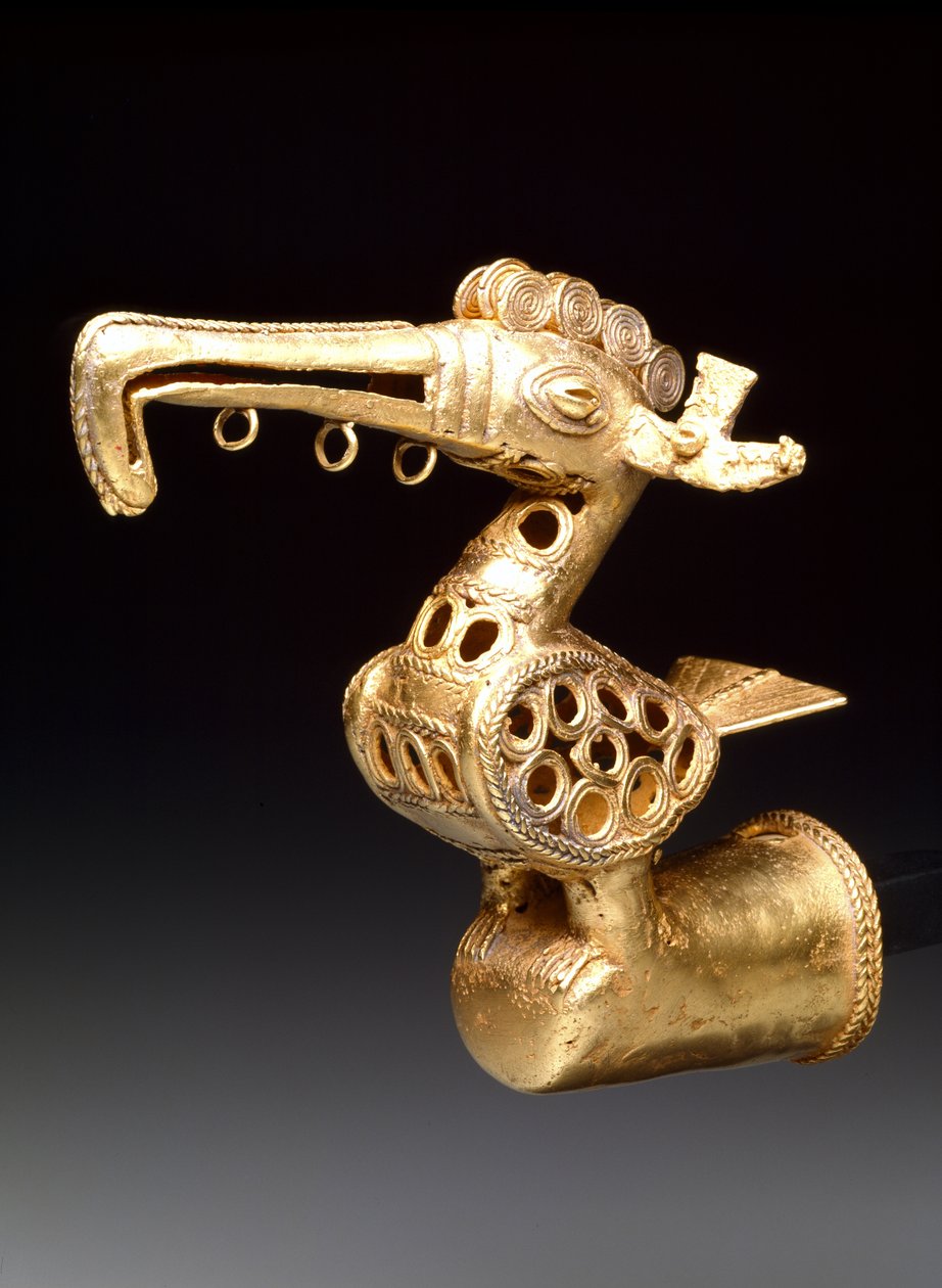 Florão em forma de pássaro, c.500-1500 (ouro) de culture Zenú