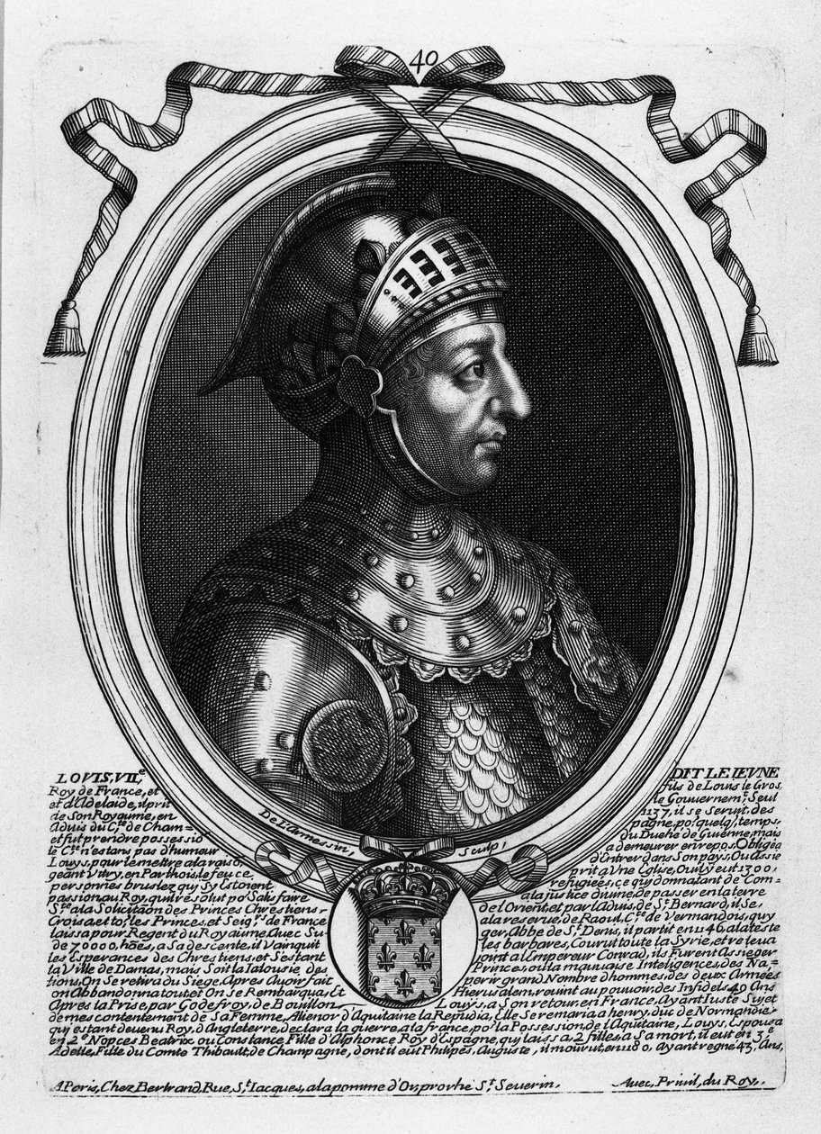 Luís VII, o Jovem (c.1120-80), rei da França, de "As Representações de Augusto de todos os reis da França, de Pharamond a Luís XIV", Paris, 1679 de Nicolas II de Larmessin