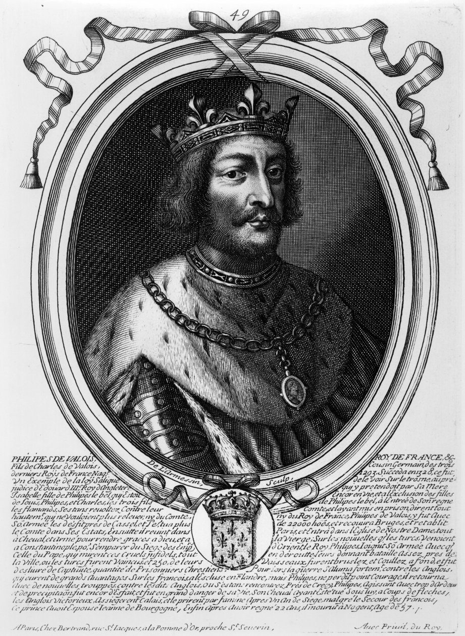 Filipe VI de Valois (1293-1350), rei da França, de "As representações de Augusto de todos os reis da França, de Pharamond a Luís XIV", Paris, 1679 de Nicolas II de Larmessin