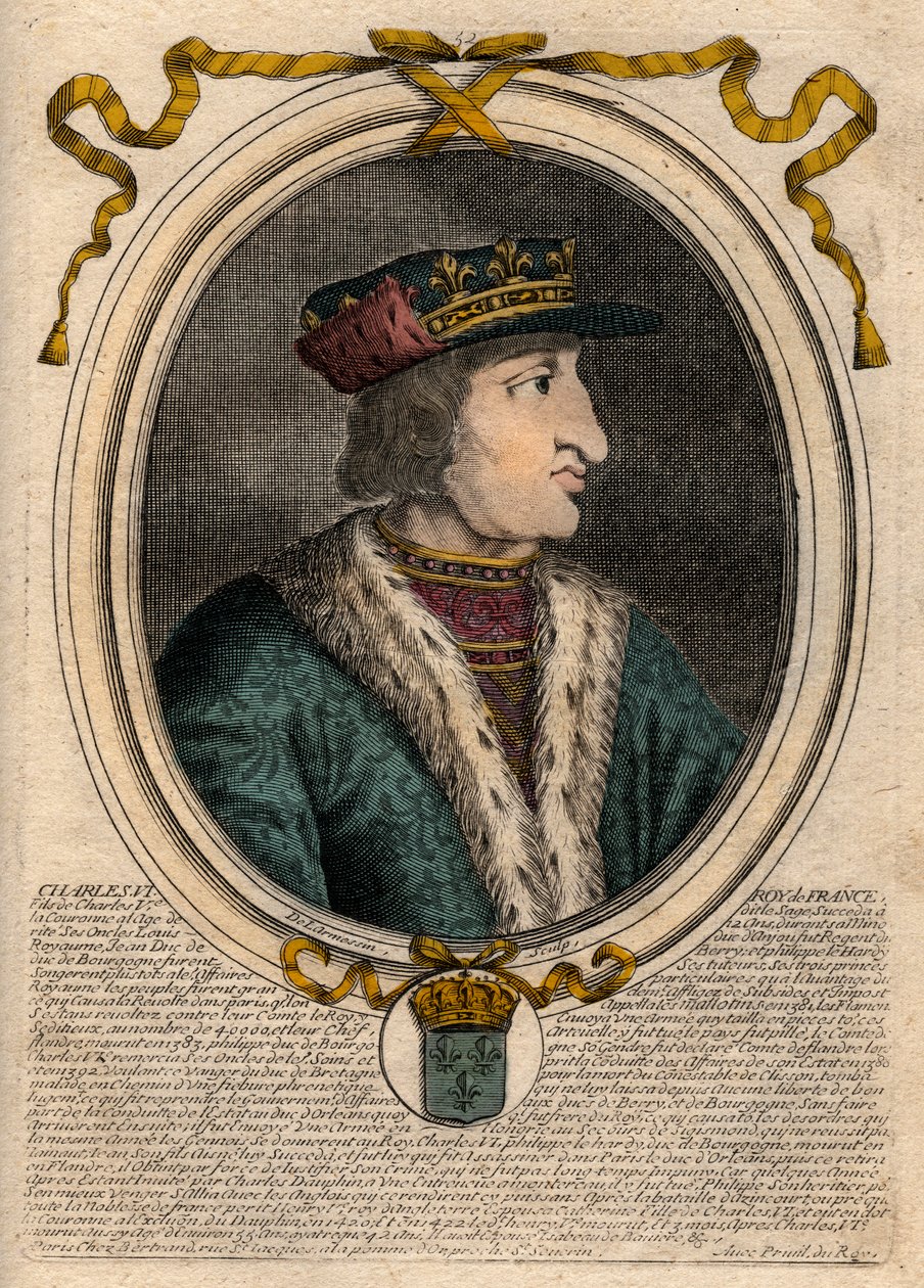 Retrato de Carlos VI (1368-1422), Rei da França - CHARLES VI (1368-1422) Rei da França de de Larmessin