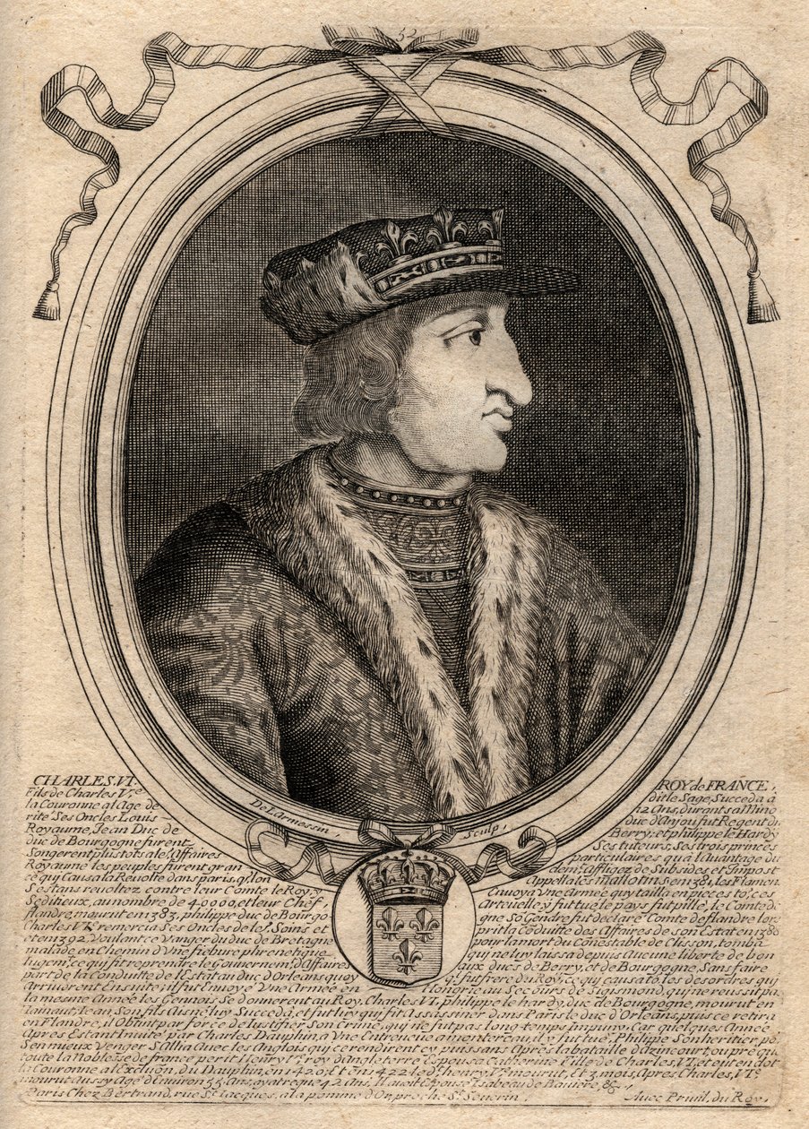 Retrato de Carlos VI (1368-1422), Rei da França - CHARLES VI (1368-1422) Rei da França de de Larmessin