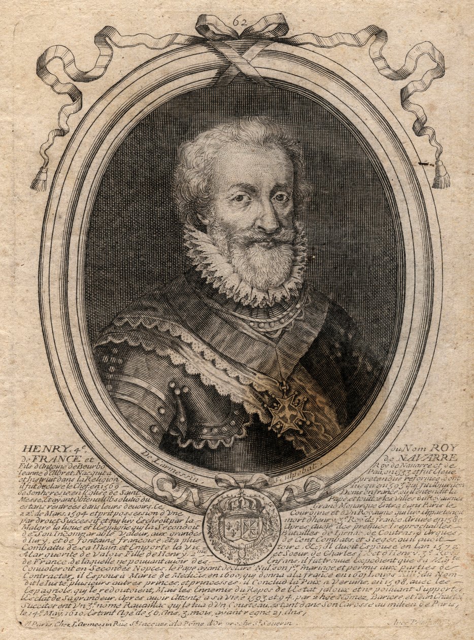 Retrato de Henrique IV (1553-1610) Rei de França - Retrato de Henrique IV (1553-1610) Rei de França - gravura de 
