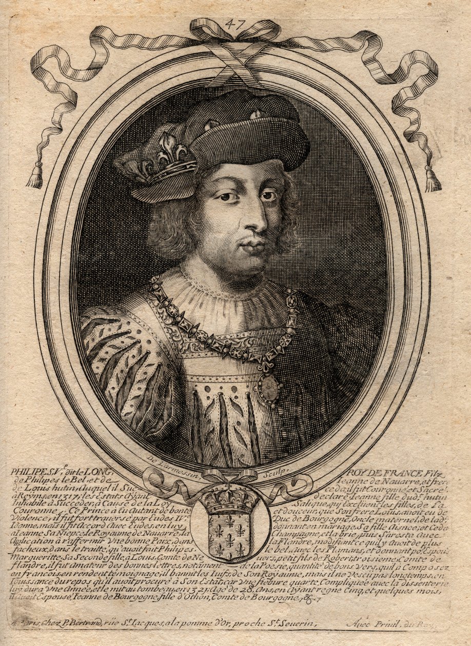 Retrato de Filipe V o Longo (1294 - 1322), Rei da França - Filipe V (1294-1322) 