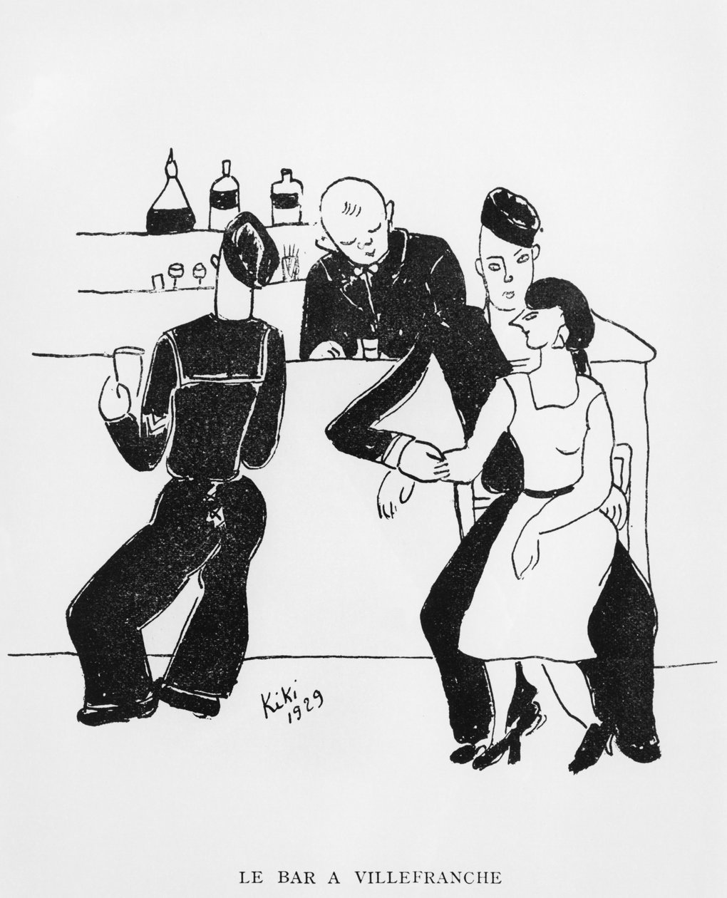 Bar em Villefranche, ilustração de "As Memórias de Kiki", edição Henri Broca, Paris de de Montparnasse (1901 53) Kiki