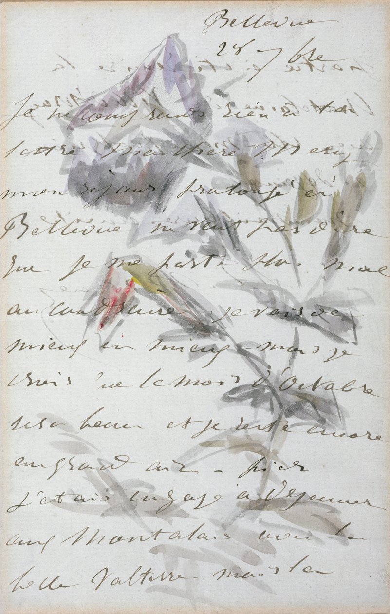 1a página de uma carta do pintor Manet ao seu amigo e modelo, Mery Laurent, 1880 de Édouard Manet