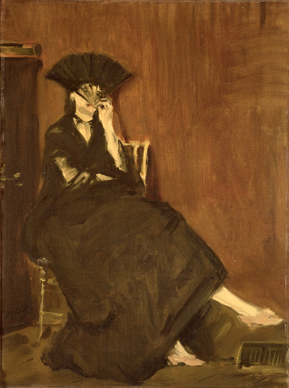 Berthe Morisot (1841-95) com um fã, 1872 de Édouard Manet