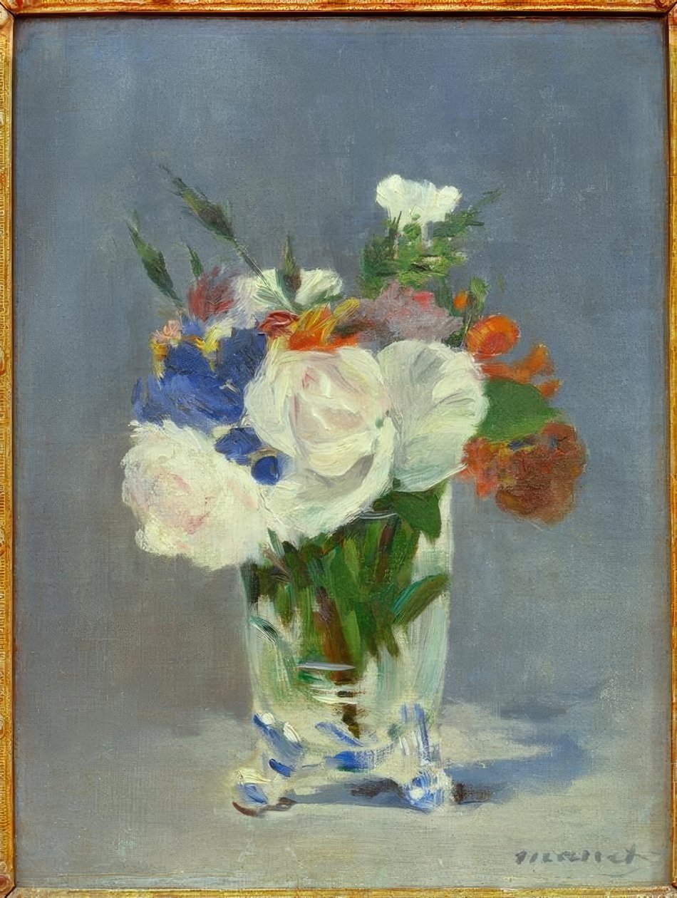 Flores em um vaso de cristal de Édouard Manet