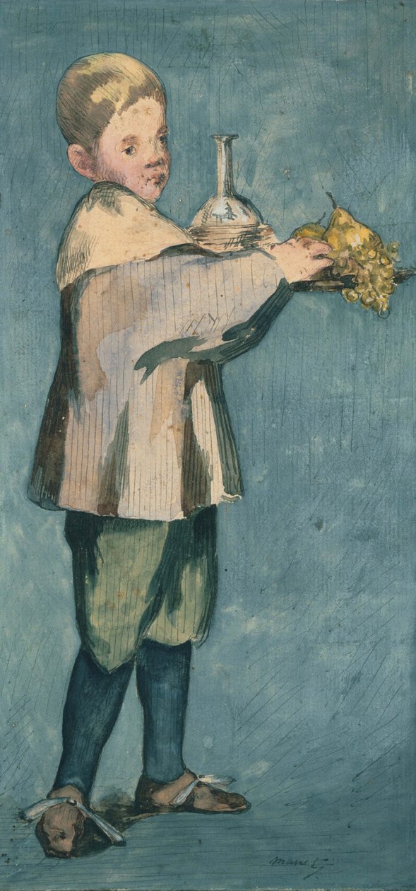 Rapaz carregando uma bandeja (a criança carrega uma bandeja) de Édouard Manet